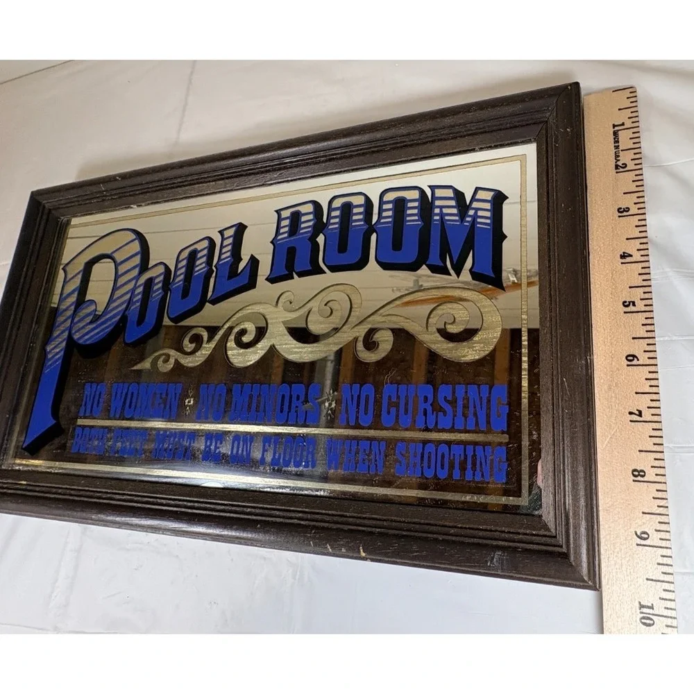 VTG Pool Room Mirror Sign No Women No Minors No Cursing Game Room Pool Bar Decor